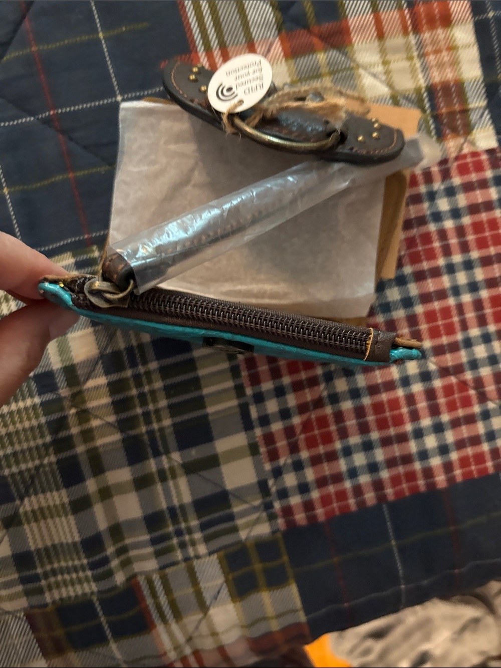 Tony Lama small Wallet - Teal with Brown Accent - Picture 8 of 8